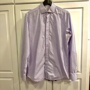 Twillory-Men's Blue and Purple 100% Cotton Checkered‎ Shirt. 16.5. Tailored Fit